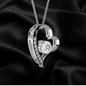 14k White Gold Necklace Heart Pendant Embellished With Cubic Zirconia Crystals