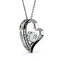 14k White Gold Necklace Heart Pendant Embellished With Cubic Zirconia Crystals