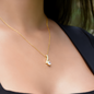 18k Gold Necklace Pendant Embellished With Cubic Zirconia Crystals