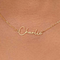 Signature Style Name Necklace, in polished stainless steel or 18K yellow gold finish.