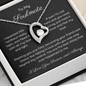 To My Soulmate Heart Shape Pendant Necklace 14k white gold finish or 18k yellow gold finish 6.5mm round cut cubic zirconia stone with a heartfelt soulmate message