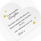 To My Beautiful Daughter Printed Heart Shaped Acrylic Plaque Love Dad