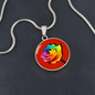 Rainbow Rose Graphic Necklace. A rainbow rose symbolises joy, diversity, and hope. Because of its vibrant mix of colours, it represents happiness, positivity, and inclusivity. Our patent-pending jewellery is made of high quality surgical steel or with an 18k gold finish option. Perfect Gift For:
Birthdays & Anniversaries
Pride Celebrations
Mother’s Day & Valentine’s Day
Someone who brightens your life!