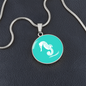 Dainty Sea Horse Circle Necklace, Turquoise Personalized Engraved Circle Necklace. Polished surgical steel or with an 18k gold finish option. Necklace: 18-22" adjustable.
Circle Pendant: 0.9” x 0.9” (23.5mm x 23.5mm)