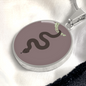 Cinnamon Slate Snake Round Disc Necklace