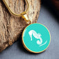 Dainty Sea Horse Circle Necklace