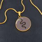 Cinnamon Slate Snake Round Disc Necklace