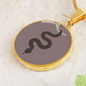 Cinnamon Slate Snake Round Disc Necklace