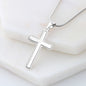 Cross Engraved Pendant With Snake Chain Necklace for your boyfriend. Crafted in high polished stainless steel, this piece will resist tarnishing and is hypoallergenic for sensitive skin. Includes a luxury adjustable snake chain (18" - 22") and attaches with an easy to use lobster clasp.