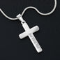 Cross Engraved Pendant With Snake Chain Necklace for your boyfriend. Crafted in high polished stainless steel, this piece will resist tarnishing and is hypoallergenic for sensitive skin. Includes a luxury adjustable snake chain (18" - 22") and attaches with an easy to use lobster clasp.