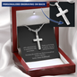 Cross Engraved Pendant With Snake Chain Necklace for your boyfriend. Crafted in high polished stainless steel, this piece will resist tarnishing and is hypoallergenic for sensitive skin. Includes a luxury adjustable snake chain (18" - 22") and attaches with an easy to use lobster clasp.