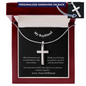 Cross Engraved Pendant With Snake Chain Necklace for your boyfriend. Crafted in high polished stainless steel, this piece will resist tarnishing and is hypoallergenic for sensitive skin. Includes a luxury adjustable snake chain (18" - 22") and attaches with an easy to use lobster clasp.