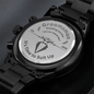 A personalized Groomsman gift that can withstand constant use, this Engraved Design Black Chronograph Watch is the perfect gift for your wedding party. A fun thoughtful groomsmen gift and a long-lasting keepsake
