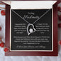 To My Soulmate Heart Shape Pendant Necklace 14k white gold finish or 18k yellow gold finish 6.5mm round cut cubic zirconia stone with a heartfelt soulmate message