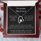 Promise Heart Shape Pendant Necklace 14k white gold finish or 18k yellow gold finish 6.5mm round cut cubic zirconia stone with a heartfelt promise message