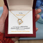 To My Twin Flame Forever Love Heart Necklace with a beautiful heartfelt message. 14k or 18k Gold finish.