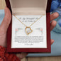 To My Beautiful Mom On My Wedding Day Heart pendant 14k white gold finish or 18k yellow gold finish 6.5mm round cut cubic zirconia stone