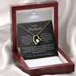 To My Soulmate Heart Shape Pendant Necklace 14k white gold finish or 18k yellow gold finish 6.5mm round cut cubic zirconia stone with a heartfelt soulmate message