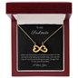 To My Soulmate Infinity Hearts Necklace with message card. crafted in either a 14k white gold finish or an 18k yellow gold finish, this heart-shaped infinity symbol is hand-polished to showcase its magnificent shine