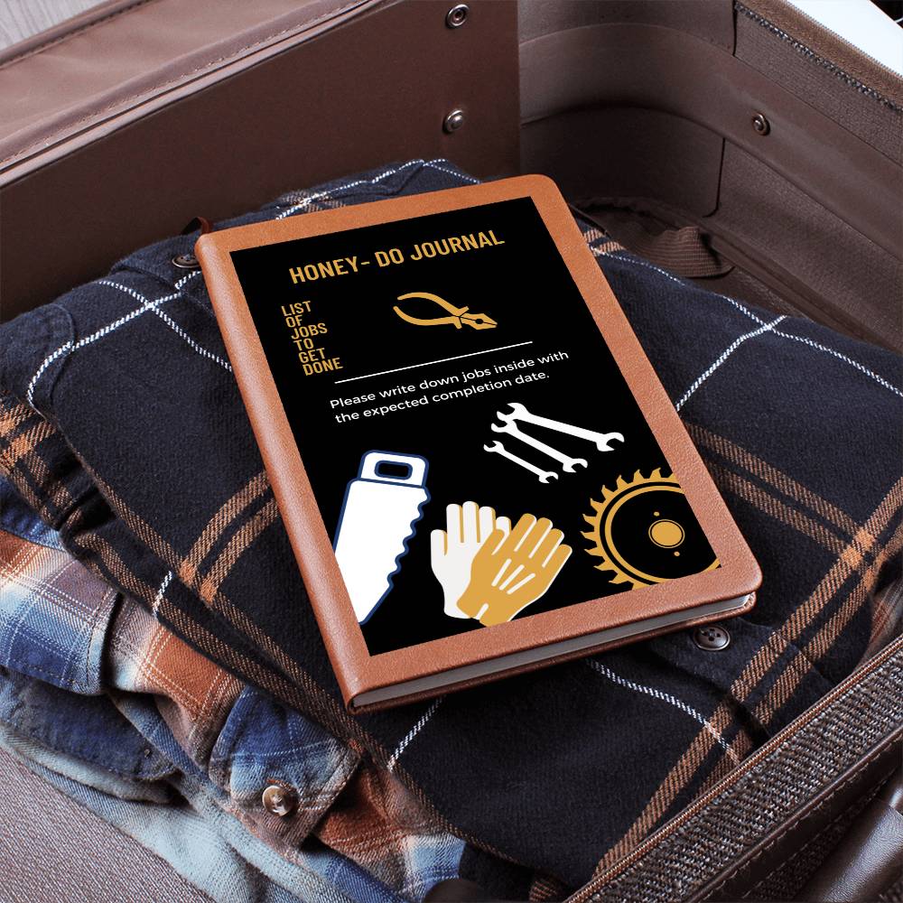 Leather Journal Printed Graphic of Honey - Do Jobs List Note Book