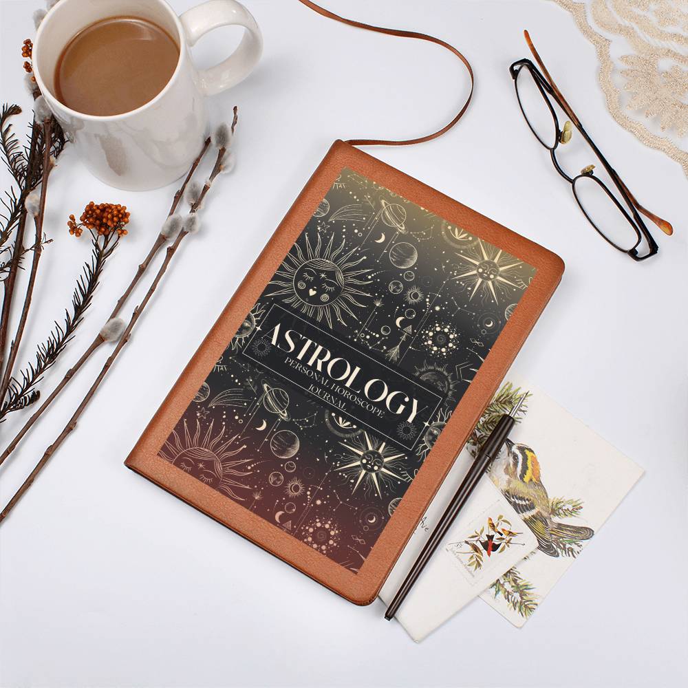 Leather Journal Printed Graphic of Astrology Horoscope Note Book