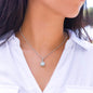 14k White Gold Daughter Pendant Necklace with Cubic Zirconia Crystal Center
