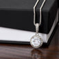14k White Gold Daughter Pendant Necklace with Cubic Zirconia Crystal Center
