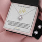 14k white gold finish Pendant necklace earring set for wife with round cut cubic zirconia crystals