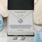 14k white gold finish Pendant necklace earring set for wife with round cut cubic zirconia crystals