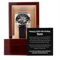This see through mechanical watch and leather strap is crafted to be automatically wound up. Comes with Happy 30th Birthday message Son.