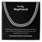To my Boyfriend Cuban Link Chain Classic Necklace, stainless steel or 14k Gold finish and heartfelt message card.