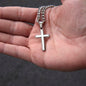 Personalised Son Stainless Steel Cross Necklace On Cuban Chain