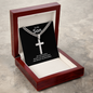 Engraved Son Stainless Steel Cross Necklace On Cuban Chain. Message card reads See the Invisible,
Believe the Unbelievable,
And receive the Impossible. Engrave your short message or date on the back. Chain 18 to 22 inches adjustable.