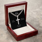 Engraved Son Stainless Steel Cross Necklace On Cuban Chain