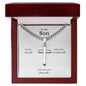 Personalised Son Stainless Steel Cross Necklace On Cuban Chain