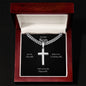 Engraved Son Stainless Steel Cross Necklace On Cuban Chain