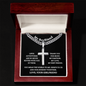 Cuban Chain with Artisan Cross Necklace in a Gift Box. A wonderful boyfriend gift idea with a Personalised message card and Engraving option on the back of the cross pendant.