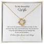 14k white gold or 18k yellow gold finish love knot pendant necklace for wife with 6mm round cut cubic zirconia Crystal