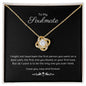 To My Soulmate Necklace Love Knot Pendant with message card 14k or 18k gold finish.