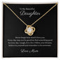 To My Daughter Gold Love Knot Necklace with cubic zirconia stones