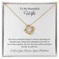 Beautiful Wife Love Knot 14k or 18k gold finish Pendant Embellished With Cubic Zirconia Crystals