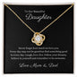 To Our Beautiful Daughter Gold Love Knot Necklace with Cubic Zirconia Stones