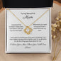 To My Mum, Beautiful Love Knot 14k or 18k finish Necklace. Features a beautiful pendant embellished with premium cubic zirconia crystals and heartfelt message card.