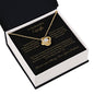 14k white gold or 18k yellow gold finish wife love knot pendant necklace with cubic zirconia crystals, including personalised message