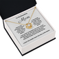 To My Beautiful Mom Love Knot 14k or 18k finish Necklace. Features a beautiful pendant embellished with premium cubic zirconia crystals and heartfelt message card.