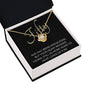 50th Birthday, Beautiful Love Knot 14k or 18k finish Necklace. Features a beautiful pendant embellished with premium cubic zirconia crystals and heartfelt message card.