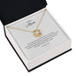 To My Mom, Beautiful Love Knot 14k or 18k finish Necklace. Features a beautiful pendant embellished with premium cubic zirconia crystals.