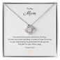 To My Mom, Beautiful Love Knot 14k or 18k finish Necklace. Features a beautiful pendant embellished with premium cubic zirconia crystals.