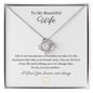 14k white gold or 18k yellow gold finish love knot pendant necklace for wife with 6mm round cut cubic zirconia Crystal