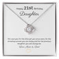 Happy 21st Birthday Daughter Message with Forever Love Heart Pendant Necklace 14k or 18k Gold